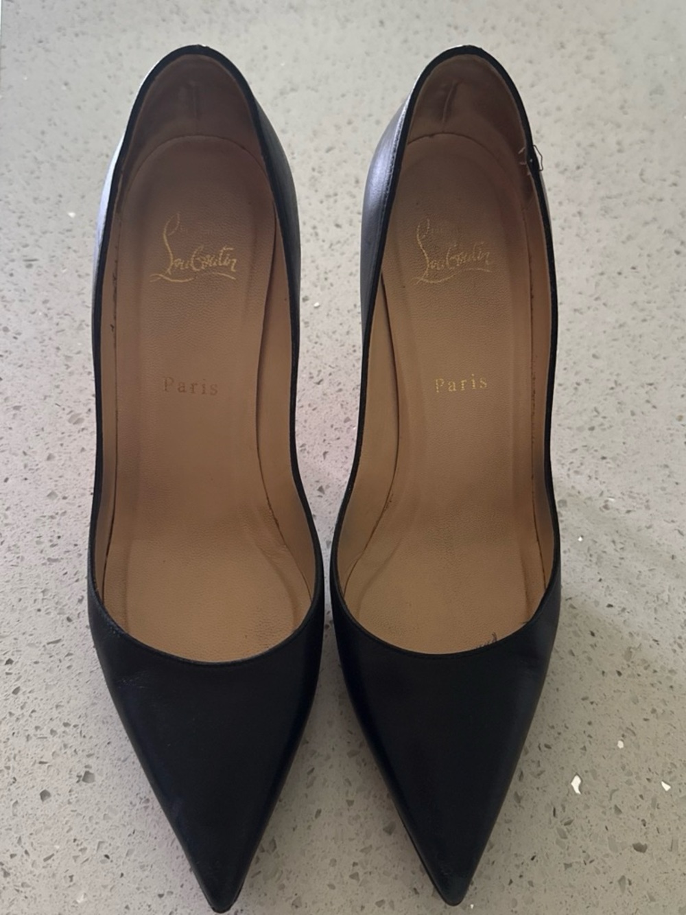 Christian Louboutin Black Pointed-Toe Leather Pumps